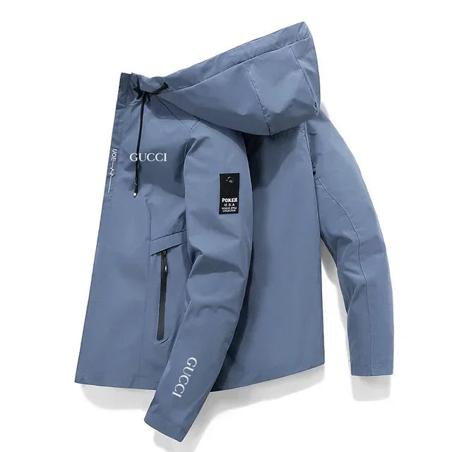 In 2025, New Spring and Autumn brand men's windproof zipper jacket, casual high-quality hooded baseball European outdoor sports
