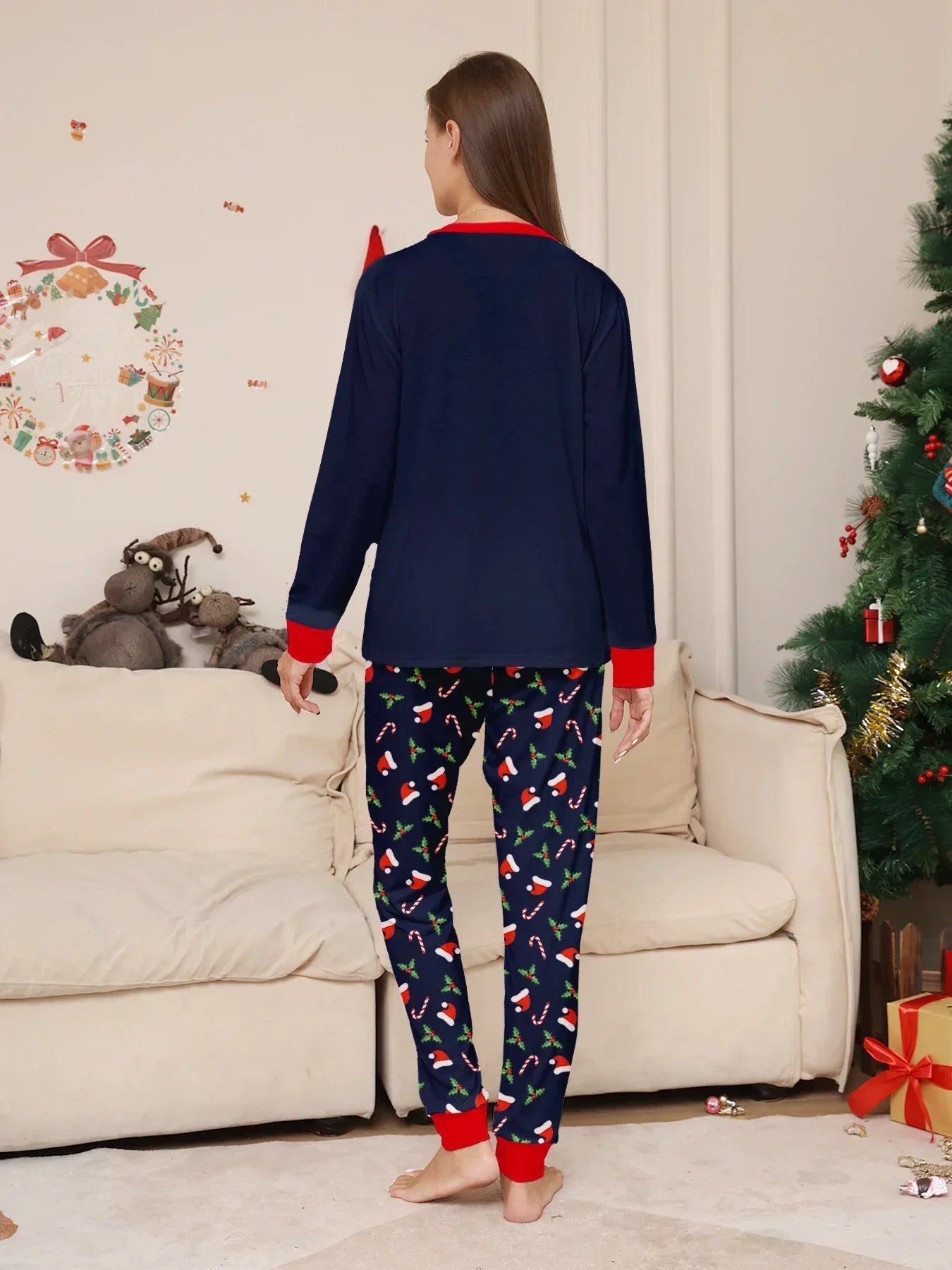 New Merry Christmas Print Mom Daughter Dad Son Matching Pajamas Set 2 Pieces Suit Soft Loose Loungewear Xmas Family Look Pyjamas