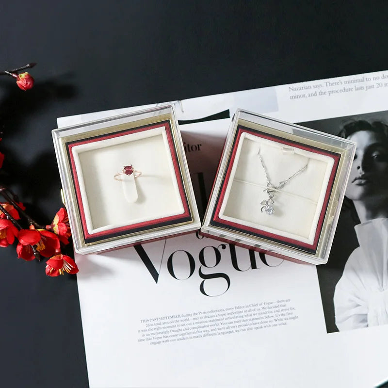 100 Languages I Love You Projection Necklace With Rotating Rose Gift Box 2023 New Creativity Design Romantic Luxury Jewelry Set