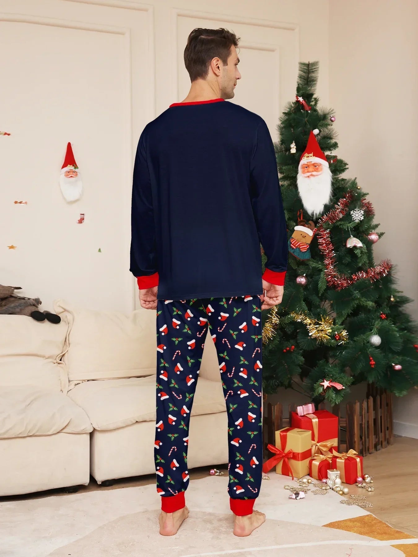 New Merry Christmas Print Mom Daughter Dad Son Matching Pajamas Set 2 Pieces Suit Soft Loose Loungewear Xmas Family Look Pyjamas
