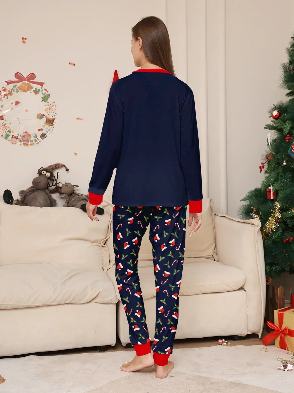 New Merry Christmas Print Mom Daughter Dad Son Matching Pajamas Set 2 Pieces Suit Soft Loose Loungewear Xmas Family Look Pyjamas