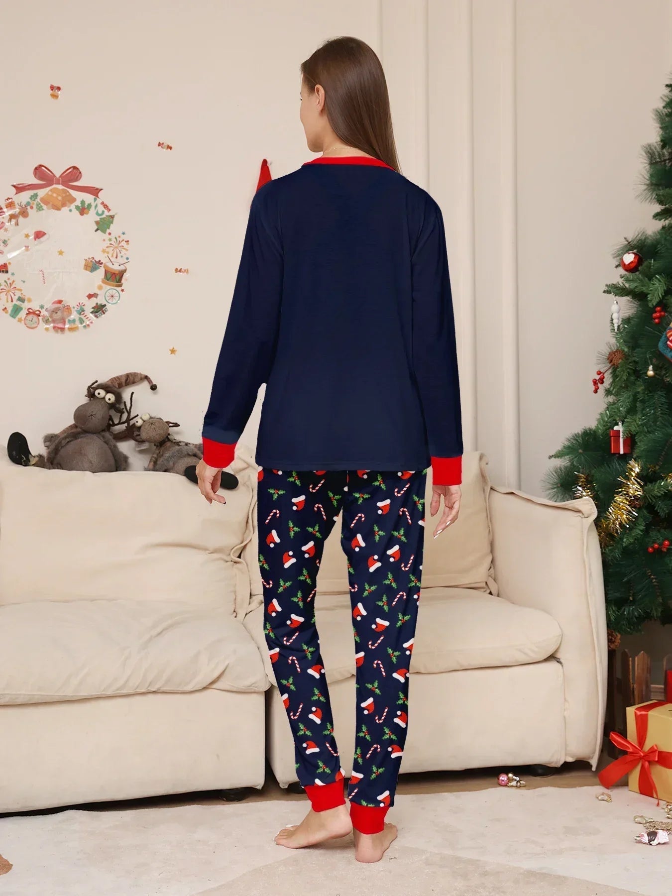New Merry Christmas Print Mom Daughter Dad Son Matching Pajamas Set 2 Pieces Suit Soft Loose Loungewear Xmas Family Look Pyjamas