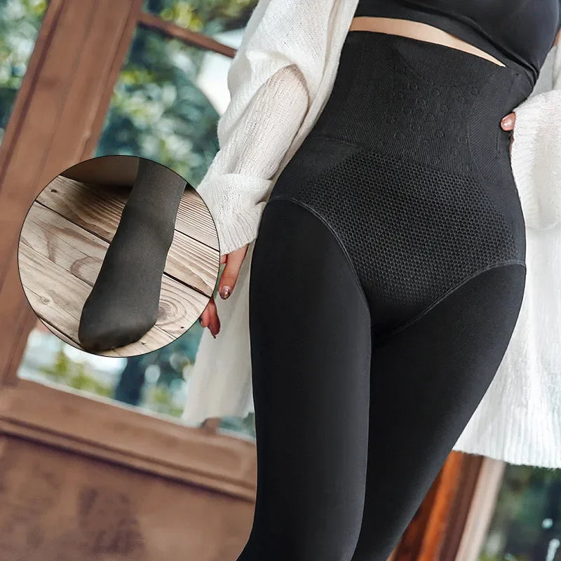 High Wasit Pantyhose Women Winter Warm Stomach Leggings Elastic Pantyhose Plus Velvet Thicken Tights Corset Shaping Stockings