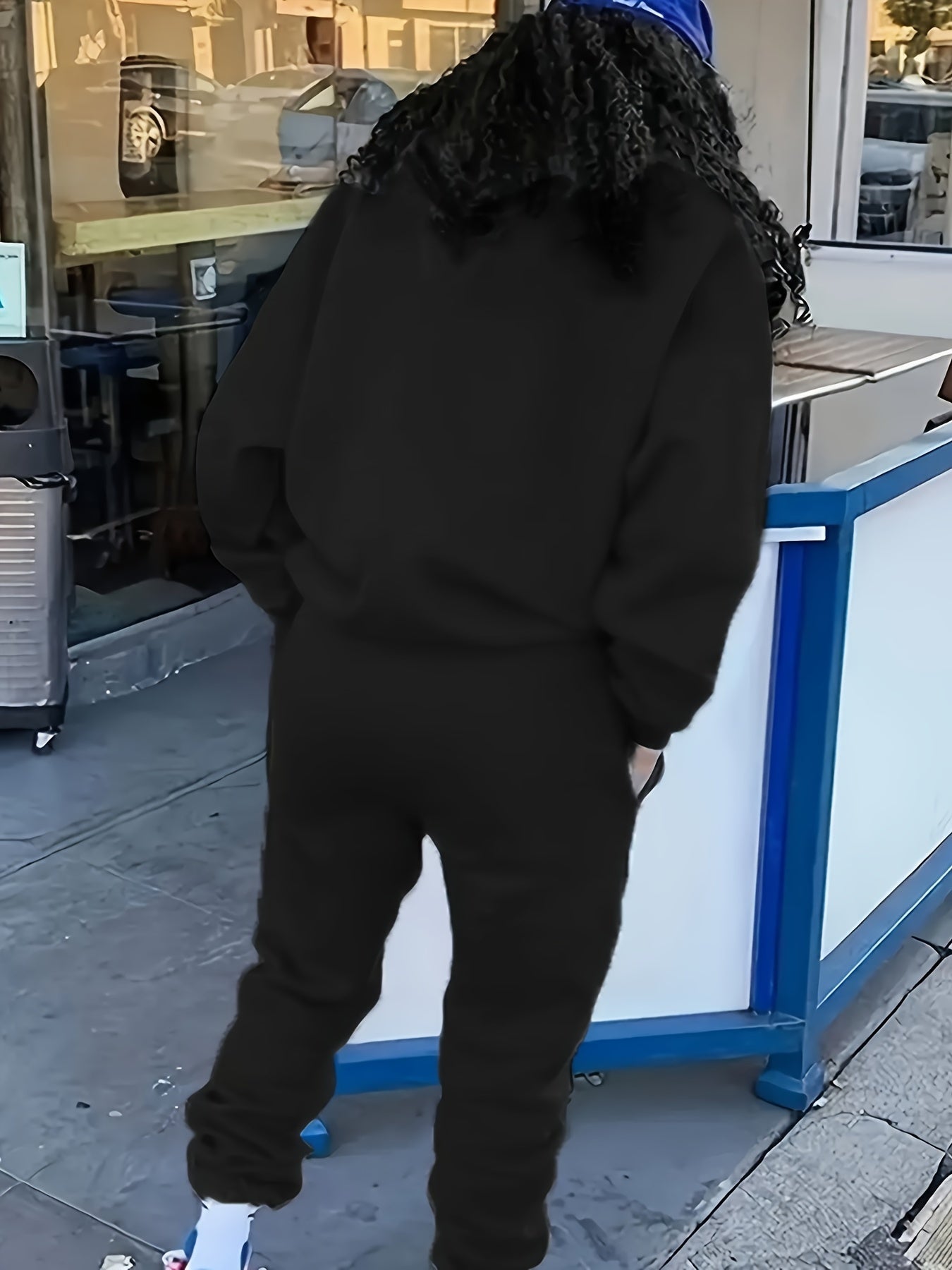 4444L73 Round Neck Sweatshirt Print Two-Piece Set